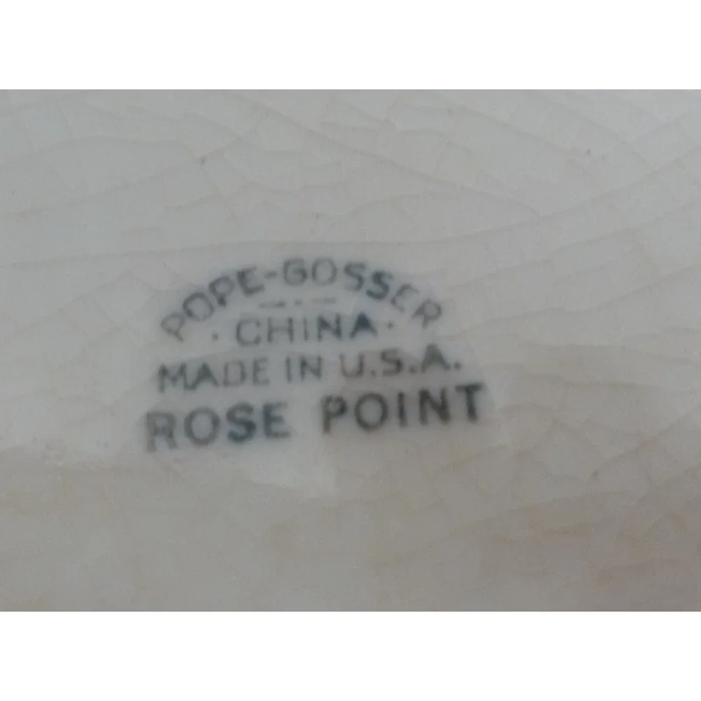 Vintage Beige MCM Pope Gosser Rose Point Gravy Boat And Plate